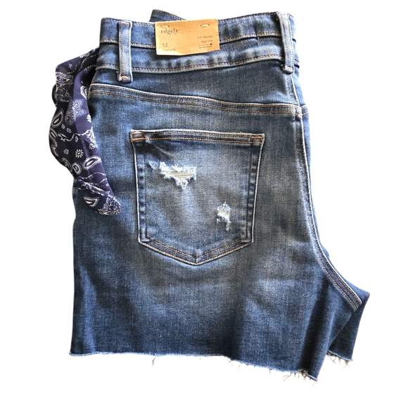 Jean Shorts Chiffon Belt Tie Edgely Maurices NWT 💙 Retail $50- - Picture 3 of 8